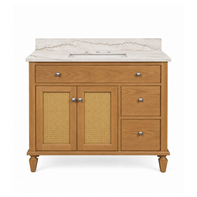 Comptoir de meuble-lavabo en noyer riche de 36 po x P 21 po avec plateau simple encastré rectangulaire Marella de Marly