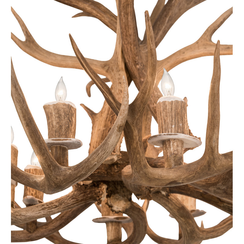 Rustic Lodge 8 - Light Antler Wagon Wheel Chandelier