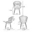 2 chaises avec 2 coussins, gris Fauteuil d'extérieur industriel et pieds en épingle à cheveux gris Patio moderne