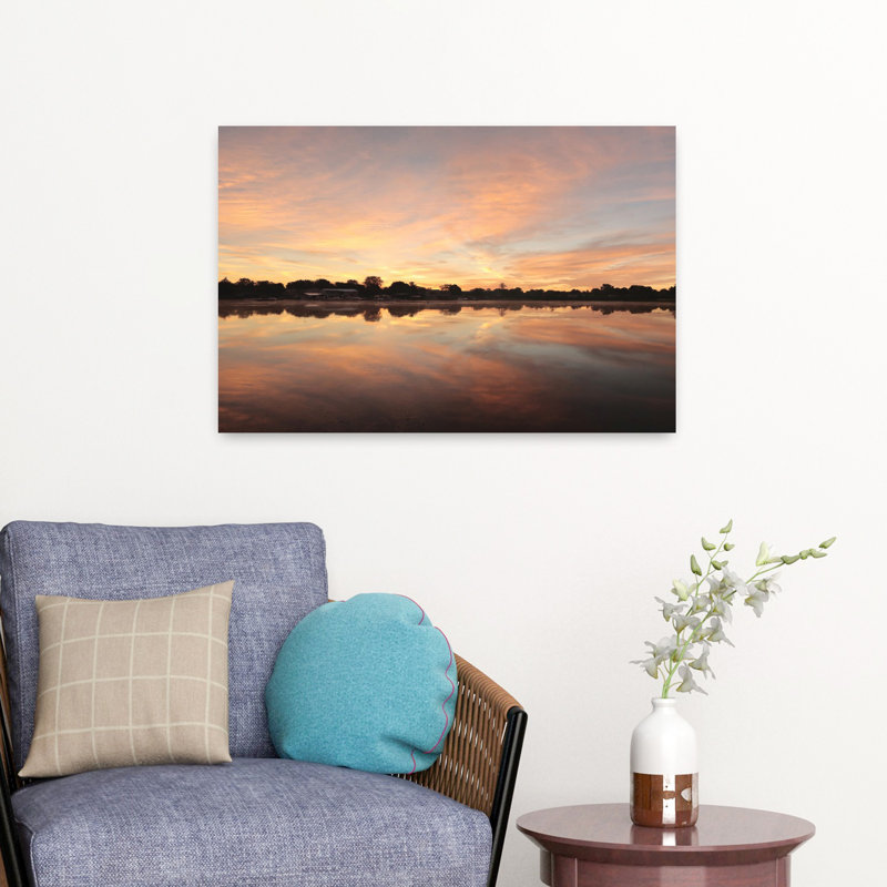Bayside Reflections, art abstrait de paysage côtier, H 16 po x l 24 po