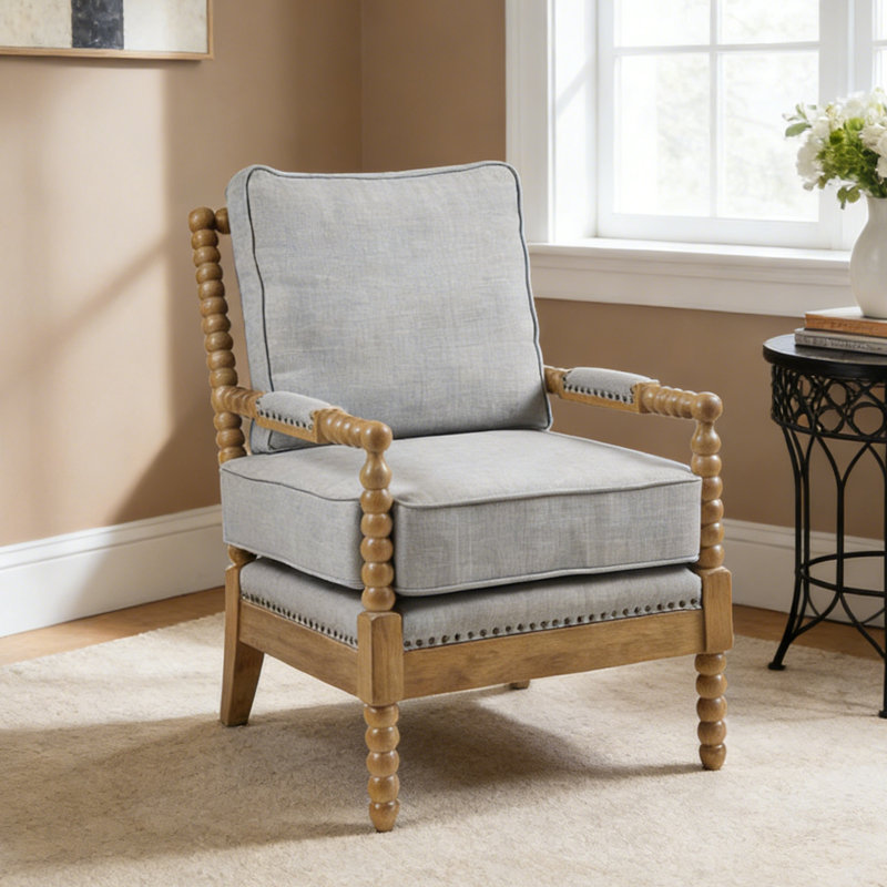 Fauteuil d'appoint avec cadre en bois massif, Gris