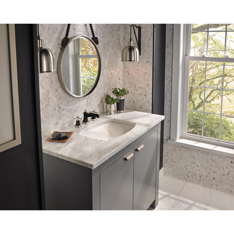 Rook® Widespread Bathroom Faucet with Drain Assembly, 1.2, Cross, Luxe Nickel/Matte Black