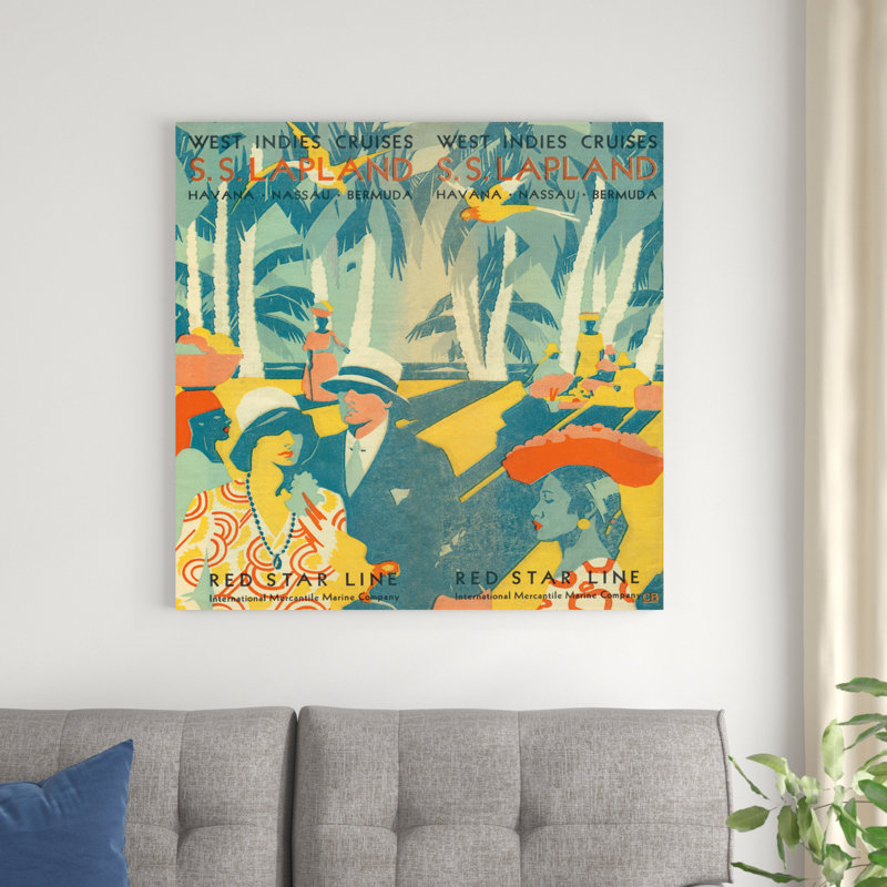 Dépliant de voyage rétro VI, H 36 po x l 36 po x P 1,25 po