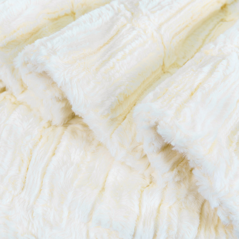 Ivory Reversible Sherpa Faux Fur Throw Blanket 50" x 60"