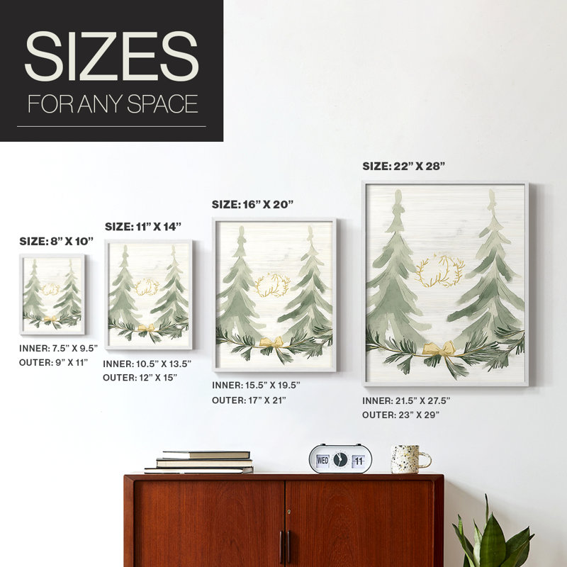 «Christmas Holiday Art», reproduction encadrée Ccclxxii - bois massif, H 30 po x l 24 po, Blanc