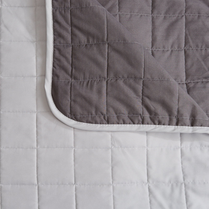 Cream and Sand Twin Reversible Microfiber Quilt Set