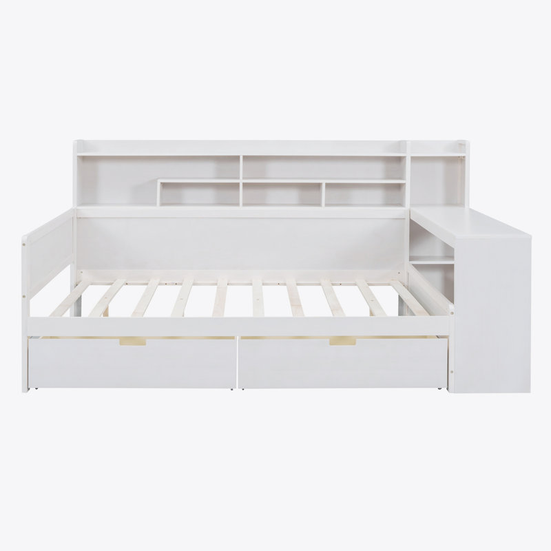 Lit plateforme avec rangement multifonctionnel, Plein, Gris