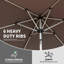 Parasol de patio de 7,5 pi avec bloc et fonction imperméable, système de manivelle Easy Tilt pour table d'extérieur, 6 nervures solides pour le jardin, la terrasse, la cour arrière, matériau de protection gris piscine, manivelle lisse, robuste