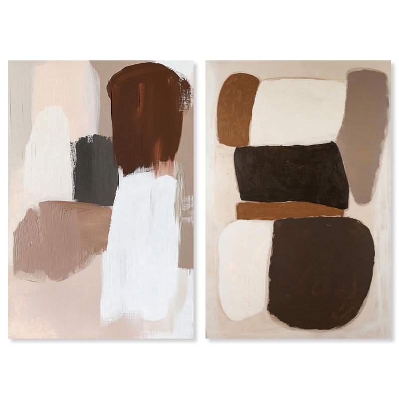 «Serene Geometric Abstract Duo», reproduction d'art sur toile par Art Remedy, galerie tendue, 24 x 36, H 36 po x l 24 po