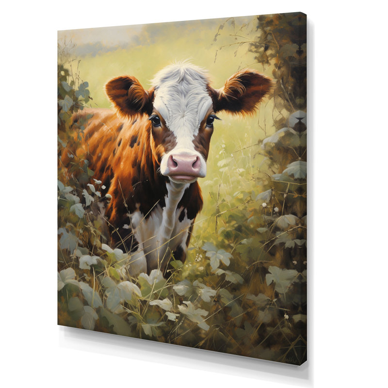 Benedix Cow Curious Encounter I, reproduction d'art sur toile, Toile tendue, H 20 po x l 12 po x P 1 po