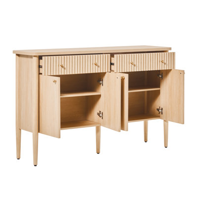 Aleric 58" Modern Fluted Easy Assembly Wood Buffet Sideboard with Storage