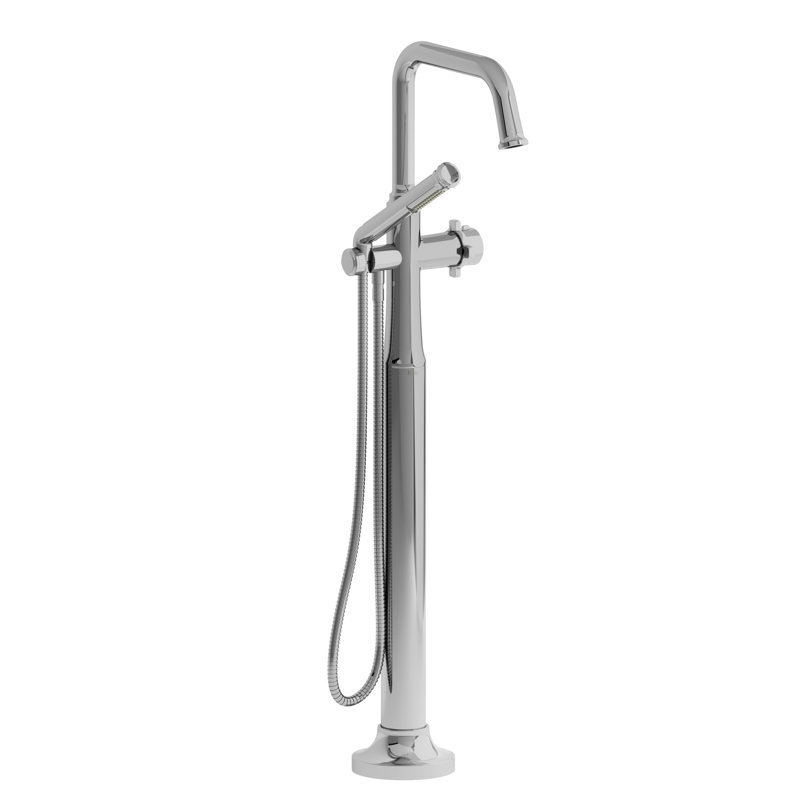 Garniture de baignoire sur pied à un trou avec bec en U Momenti, Chrome, Petite croix