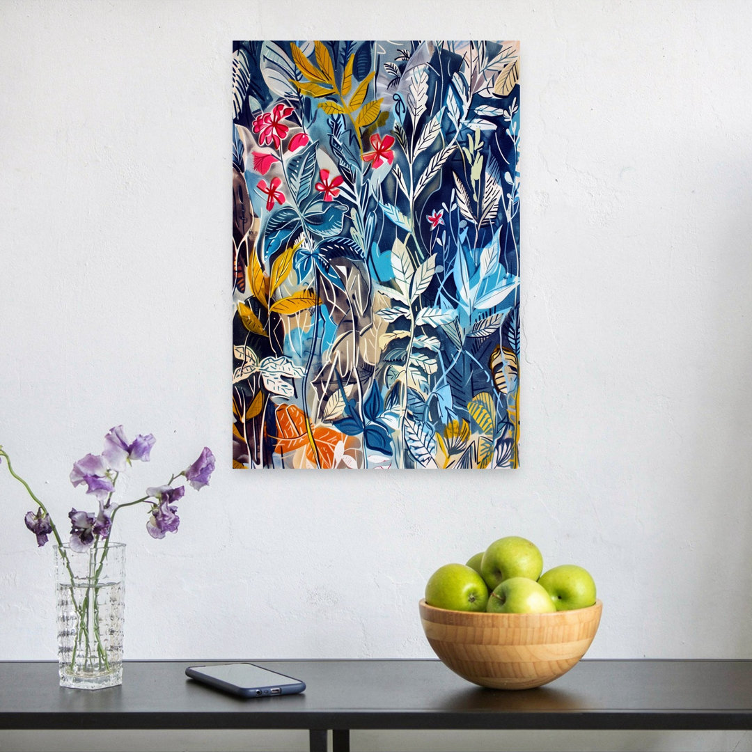 Vibrant Jungle Foliage Abstract Modern Organic Forest Nature Wall Art Print
