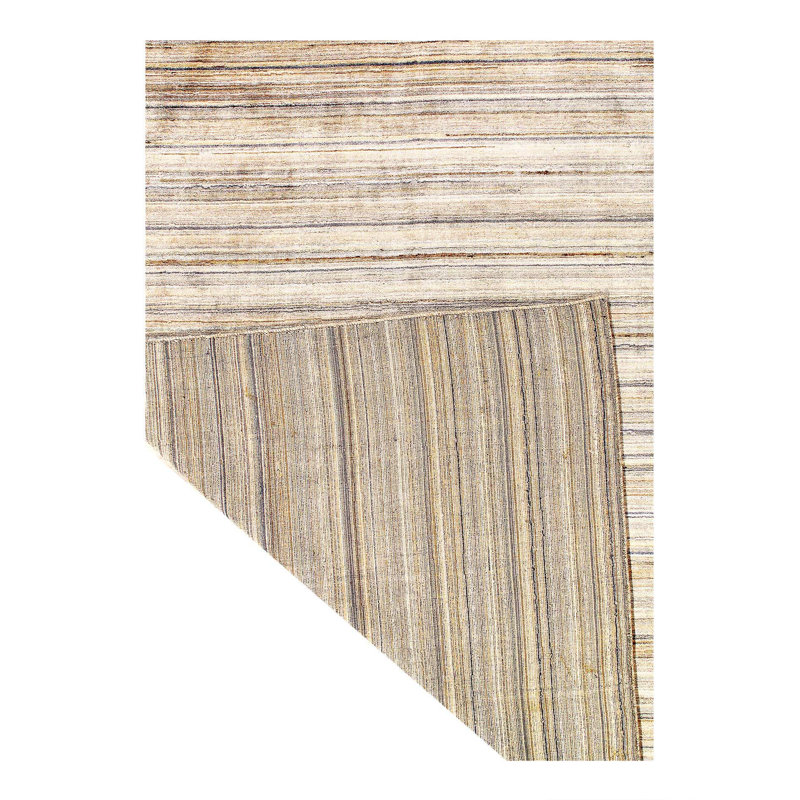Tapis beige / gris en coton / laine rectangulaire 6 pi x 9 pi fabriqué à la main sans motif