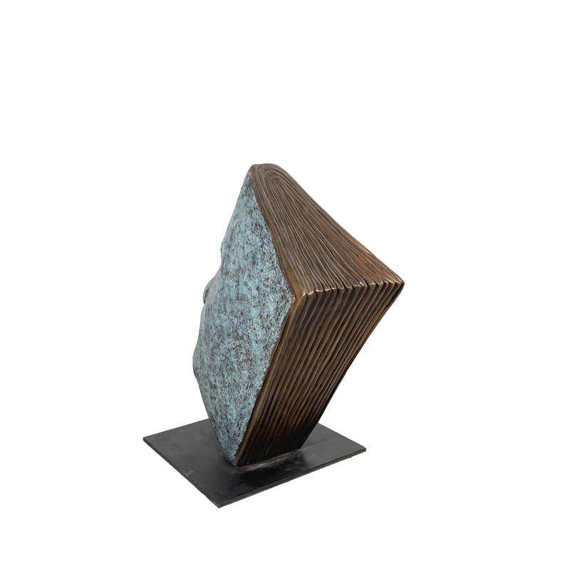 Bronze Book Face Sculpture