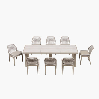  Ensemble de salle à manger 9 pièces pour terrasse et chaises en osier avec coussins pour le porche de la cuisine