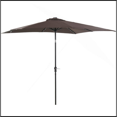 Parasol sophistiqué solaire de 9 pi x 7 pi, parasol de patio éclairé à DEL pour table ou base avec inclinaison et manivelle, parasol d'extérieur pour jardin, terrasse, cour, piscine, plage, brun
