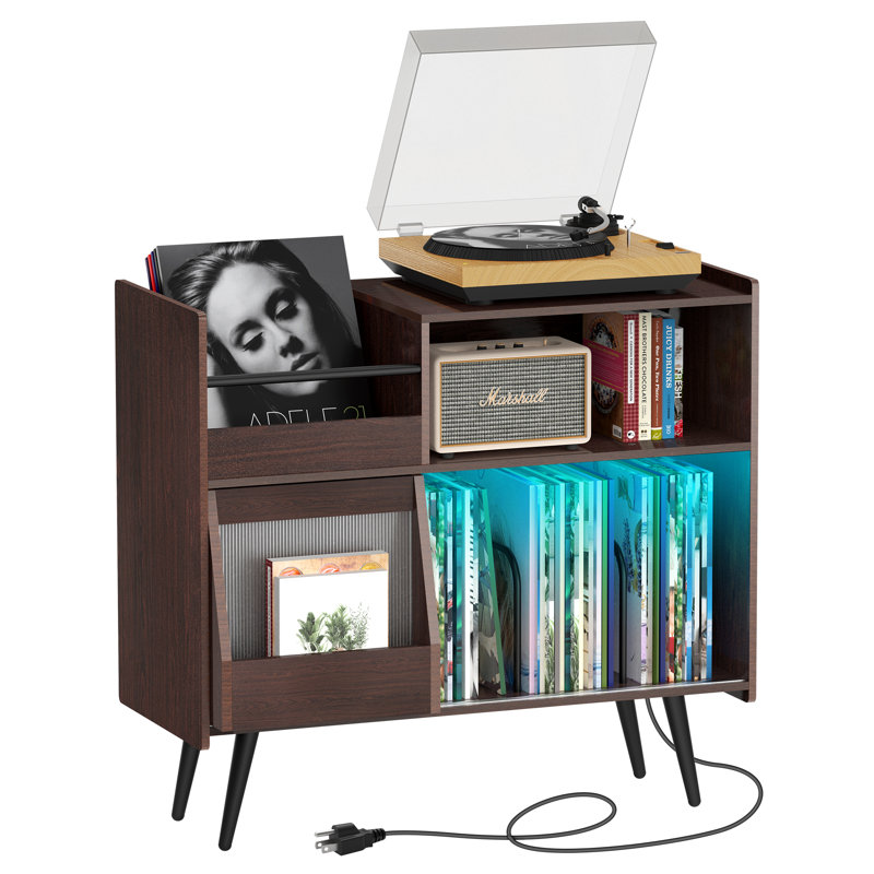 Support pour tourne-disque avec prise de courant et lumière DEL