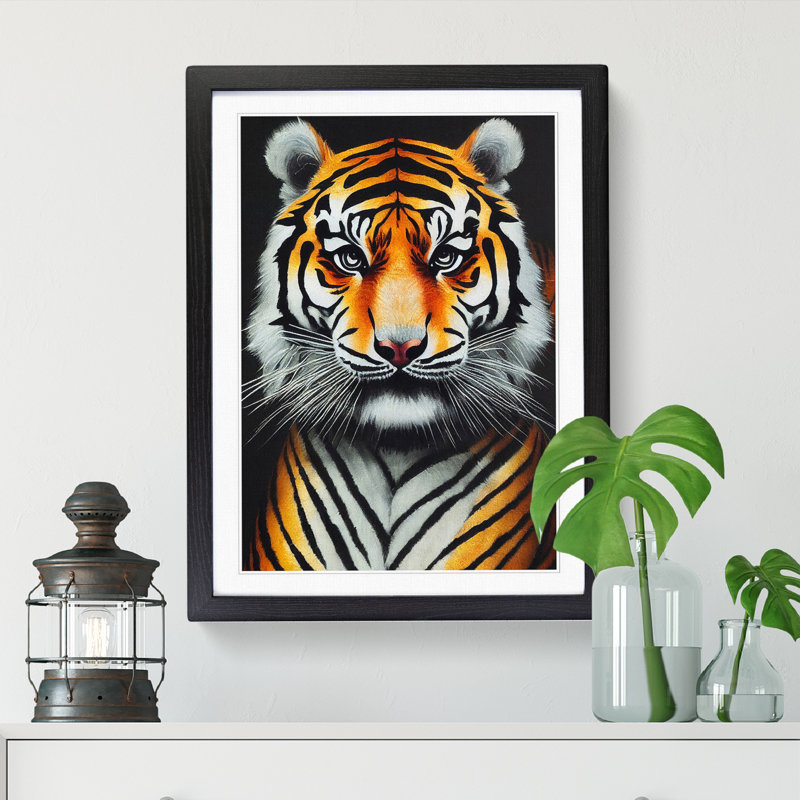 FRM-V0523-2513X Tiger Portrait Vol.1 - Print, 46cm H x 34cm W x 2cm D, Oak