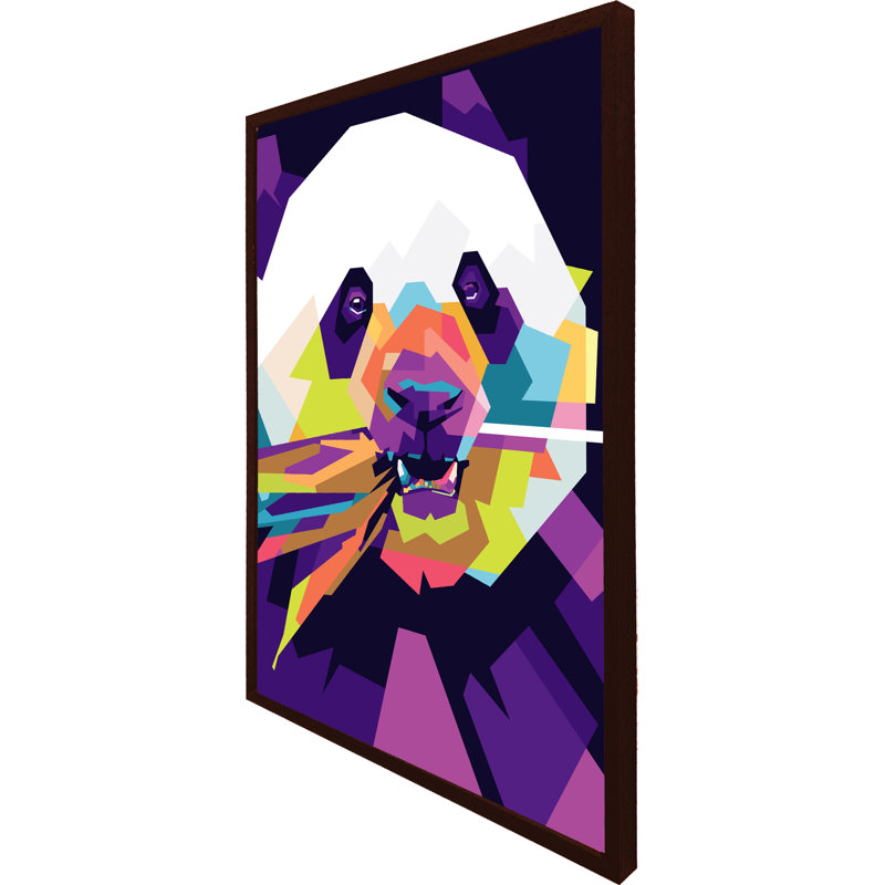 Kouts Colorful Pop Art Of Panda - Single Picture Frame Print, 114cm H x 76cm W x 4cm D, Brown Framed