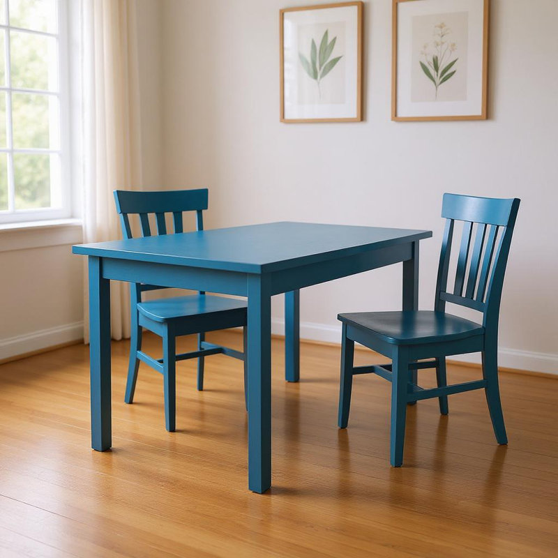  Table de salle à manger 48 "en bois massif bleu des Caraïbes, H 30 po x l 48 po x P 27 po