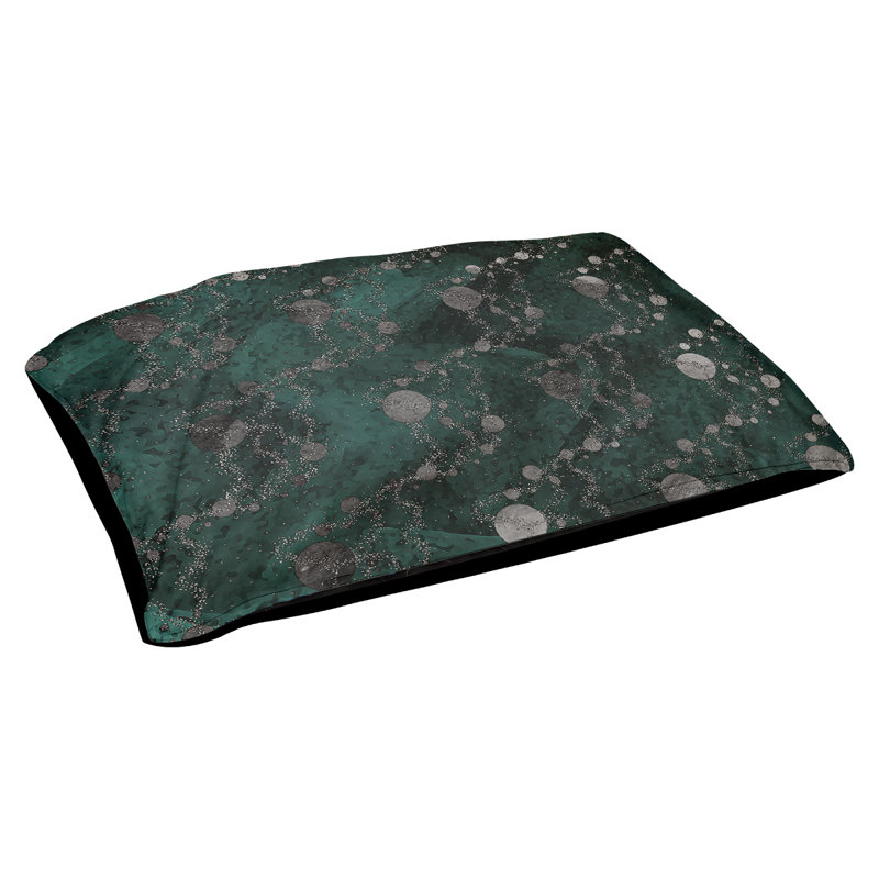 Coussin d'extérieur pour chien Byrge Planets Stars, Moyen (L 29,5 po x P19,5 po x H 9,5 po), Vert émeraude