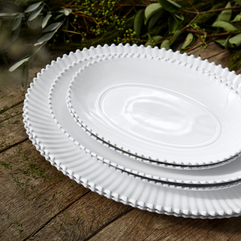 Pearl Stoneware Platter, 2.25" H x 20" L x 14.5" W