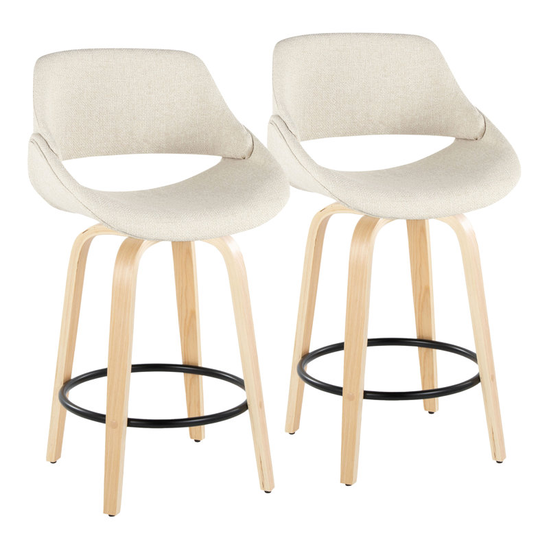 Tabouret de bar et de comptoir rembourré Najrin, Counter Stool (26" Seat Height), Cream, Naturel/noir