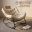 Chaise berçante en osier 39,37 "avec coussin en coton épais et appui-tête en rotin-200166481