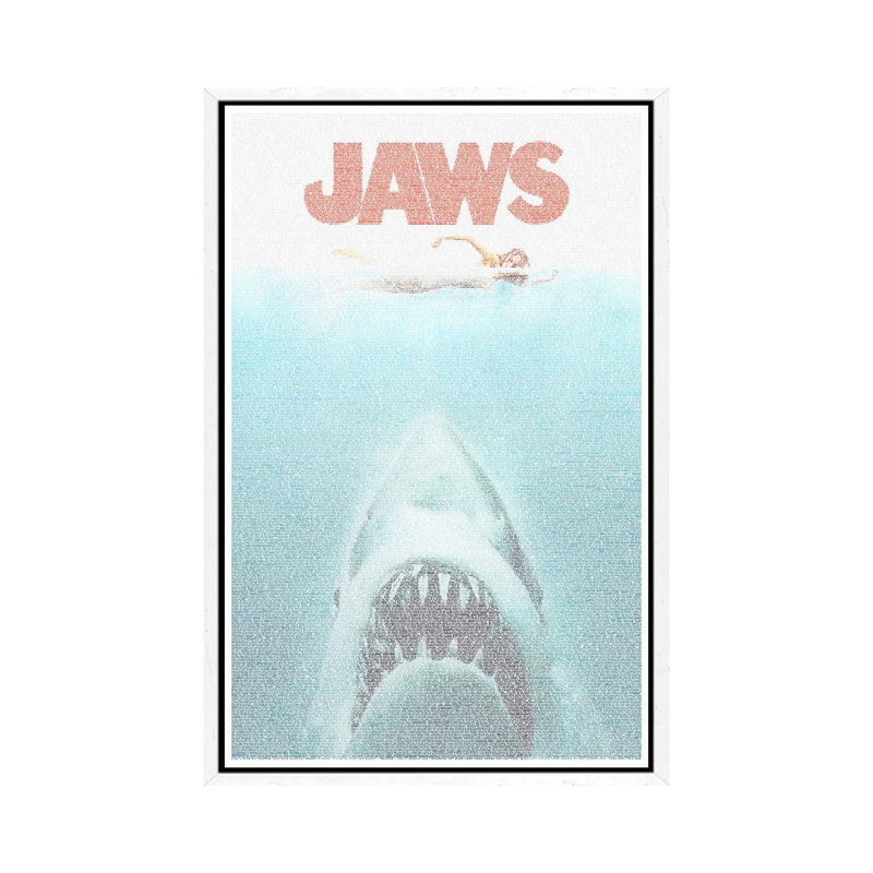 Jaws 1 Piece Wall Art on Canvas, 101.6 cm H x 66.04 cm W, White Framed Canvas