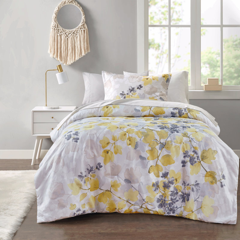 Ensemble d'édredon avec draps jaune, Double / édredon double