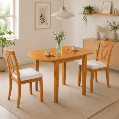 Ensemble de table de salle à manger 3 pièces à abattants, 1 table pliante extensible, 2 chaises rembourrées, ensemble de salle à manger pour 2 personnes