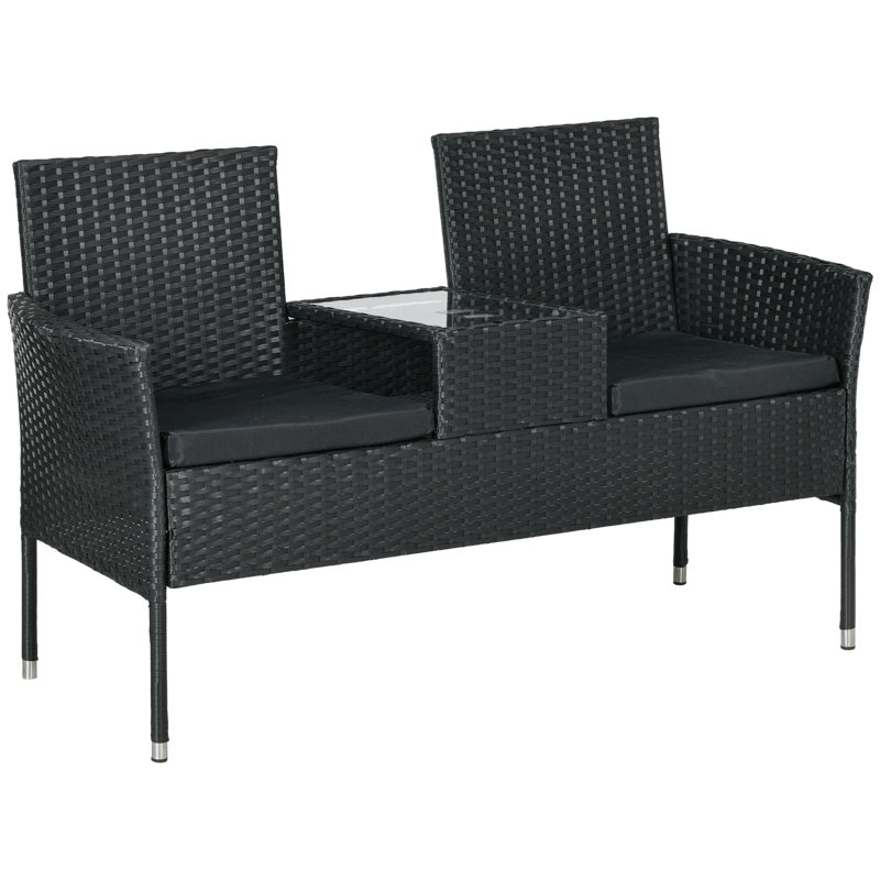 Chaise de patio avec coussins Bromelaid, Noir