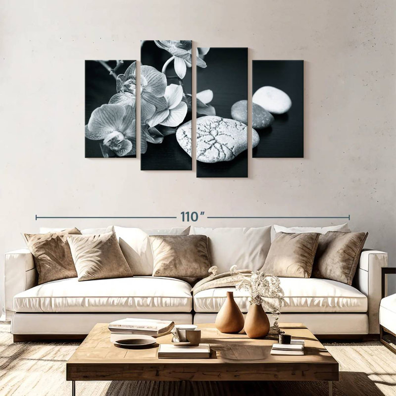 Harnek Monochromatic Zen Orchids, 22" H x 36" W
