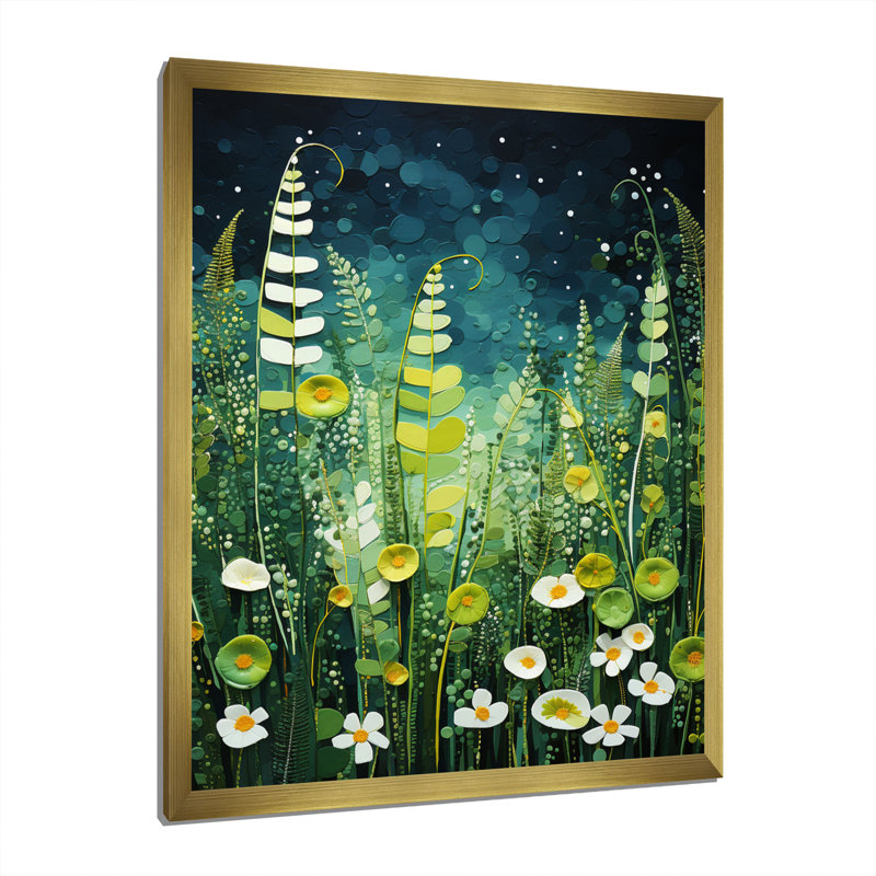 Ferns Plant Verdant Abundance IV, reproduction d'art sur toile, H 20 po x l 12 po x P 1 po, Or