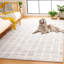 Tapis abstrait argenté / ivoire en laine / chenil / coton touffeté à la main Valirie-1630167445