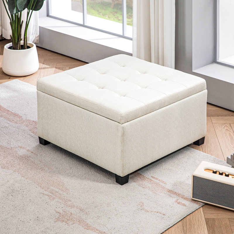 Rangement beige - couvercle de siège rabattable, salon rembourré moelleux, chambre à coucher, vestibule au design rétro, grande capacité de rangement et cadre solide, espace considérable