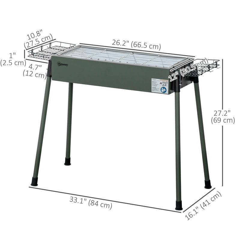 Barbecue au charbon portatif l 30,3 po Outsunny, Vert foncé