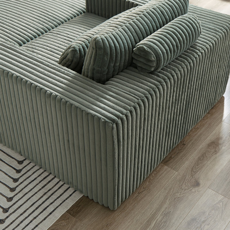 Méridienne en velours côtelé de 75 pouces avec repose-pieds amovible, aucun assemblage requis, fauteuil-lit moderne moelleux