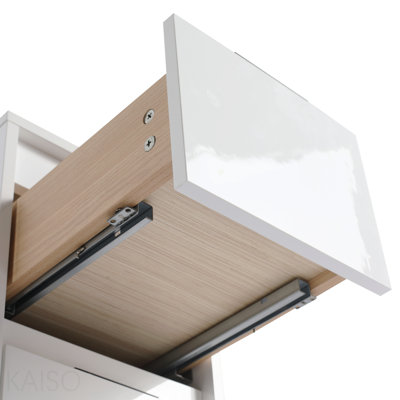 12" Bathroom Side Cabinet, 2-Soft Close Drawer, Float Mounting Design, Glossy White,