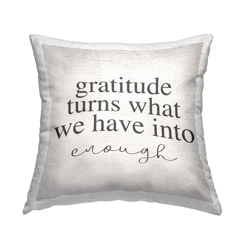 Coussin d'extérieur «Gratitude Into Enough Inspirational Family Home Word Design» par Daphne Polselli