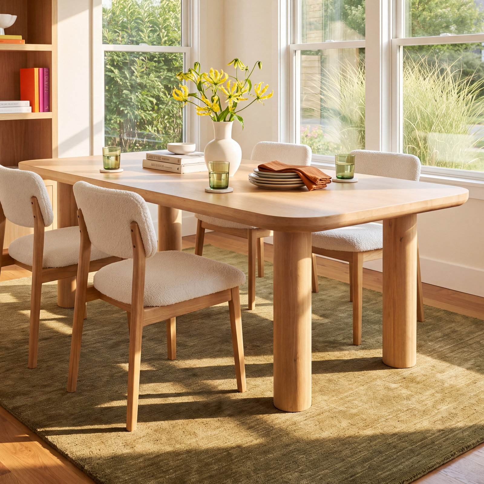Loes Oak Dining Table, 30"H x 76"L x 39"W