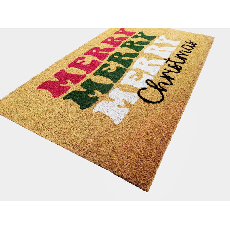 Tapis de porte en fibre de coco avec support en PVC 18x30 - Joyeux Noël !