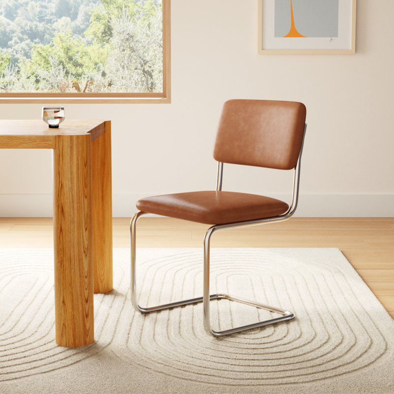 Walsh Vegan Leather Dining Chair, Saddle Tan Vegan Leather