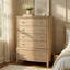 Commode haute Hadly, 5 tiroirs, boutons en nickel satiné, beige rustique