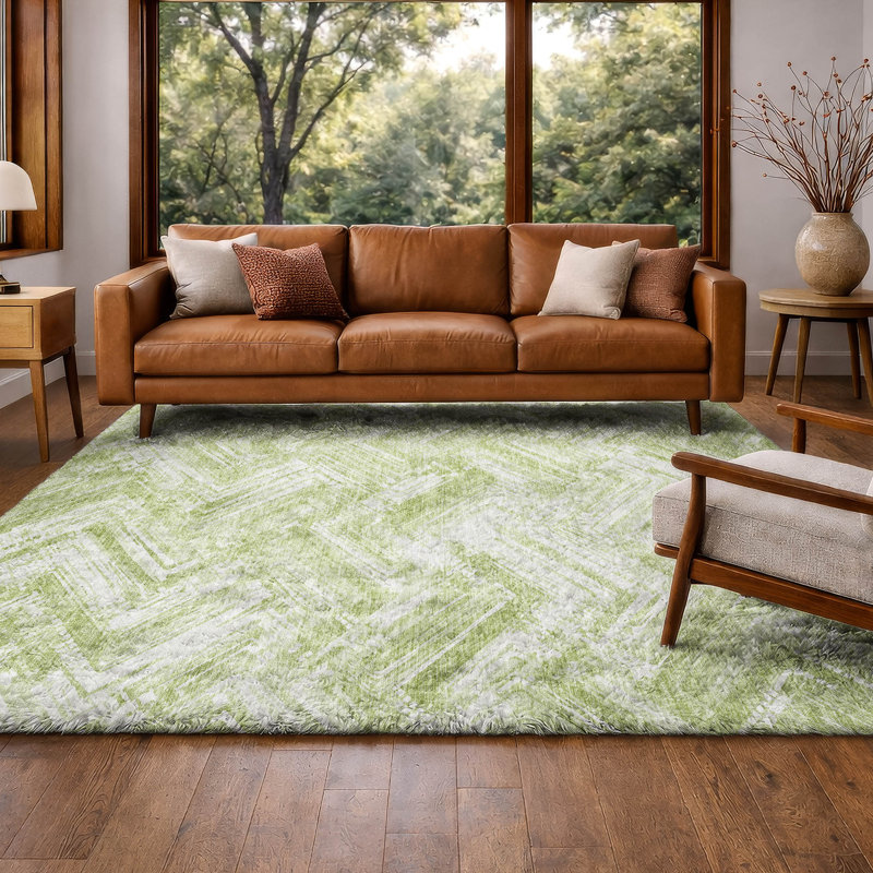 Tapis à poil long de qualité supérieure lavable à la machine ADS630, Green, 3' x 5'