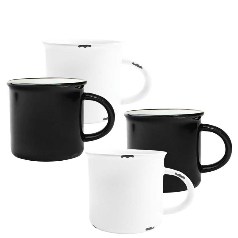 Canvas Home Tinware Stoneware Coffee Mug 16oz, Black/White