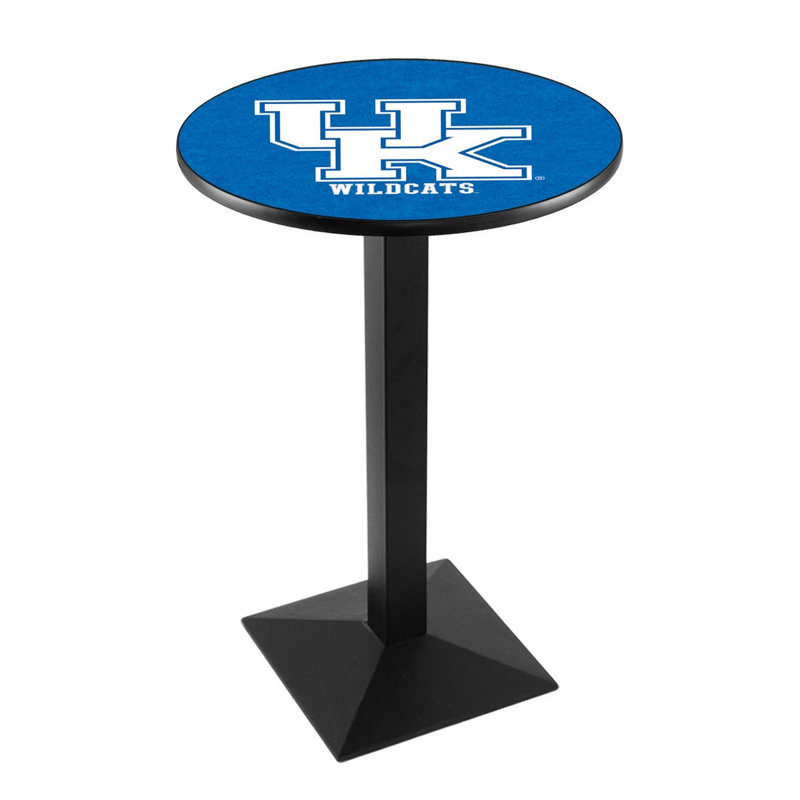 Round Metal Base Dining Table, Black Wrinkle, University of Kentucky - UK Logo