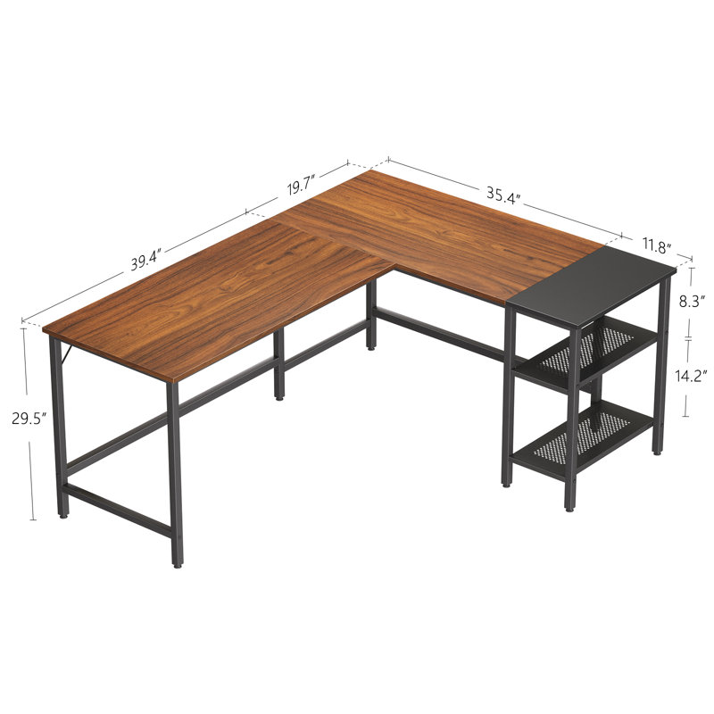 Bureau en L Deylah, Brun / noir