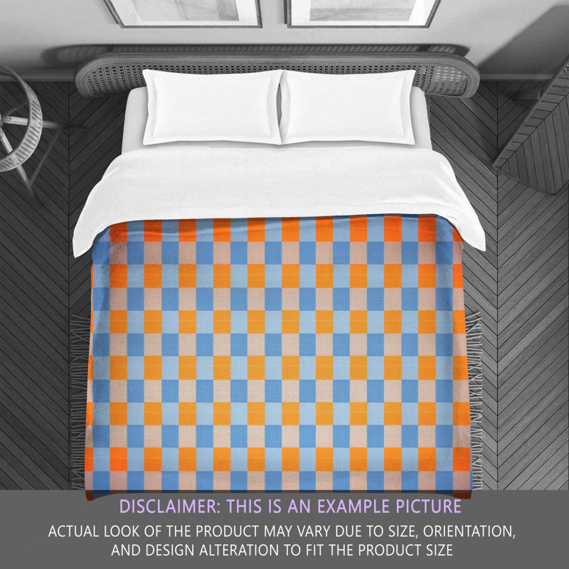 Gingham Comforter, Twin Comforter, Blue/Orange